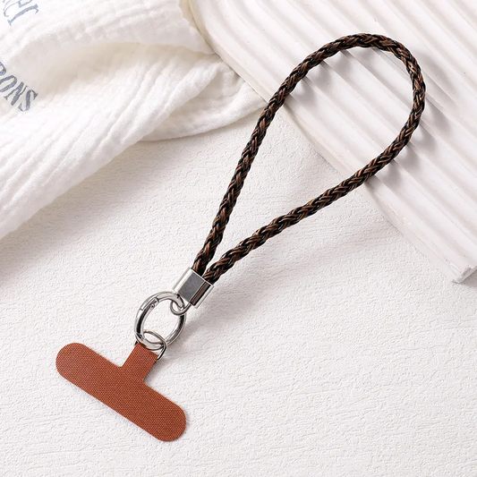 Braided Leather Wrist Phone Lanyard